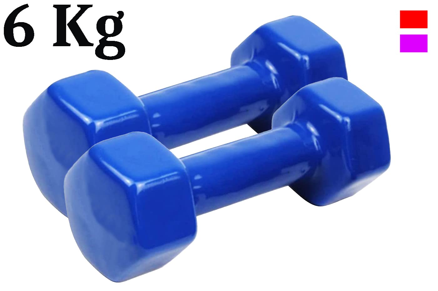 Coppia Pesi palestra 6kg manubrio antiscivolo esagonale gommato allenamento