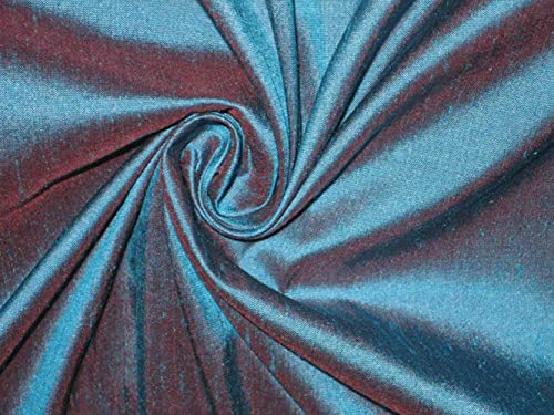 Soie dupioni bleu martin-pêcheur et rose pour couture haut de gamme