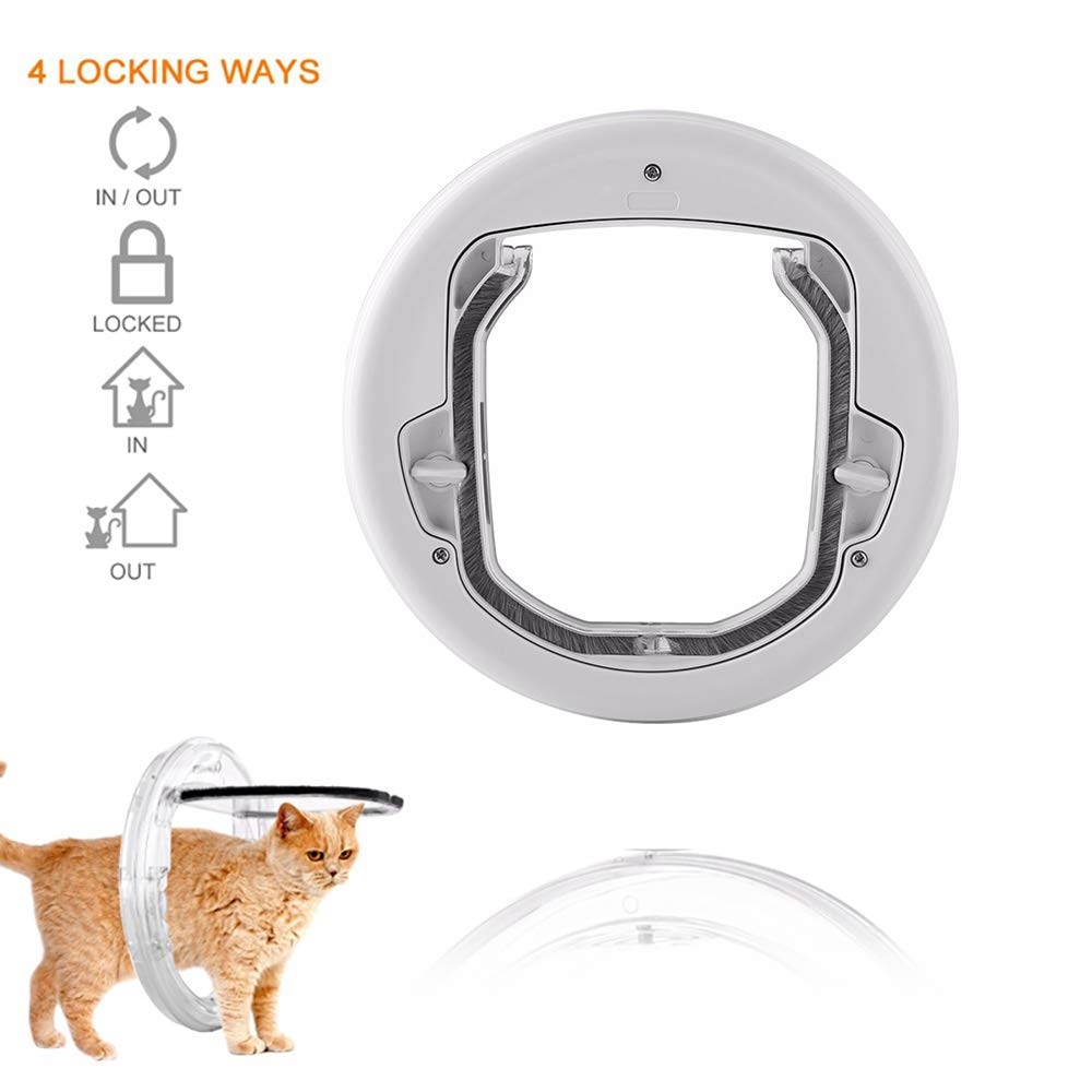 Katzenklappe Innentüi Hundeklappe Cat Flap Door Connect Katzentür Schwarz Mit 4 Wege Magnet Schließ,Haustierklappe Katzen Und Kleine Hunde,Runde Mit Door Liner Kit Für Glasschiebetü,L