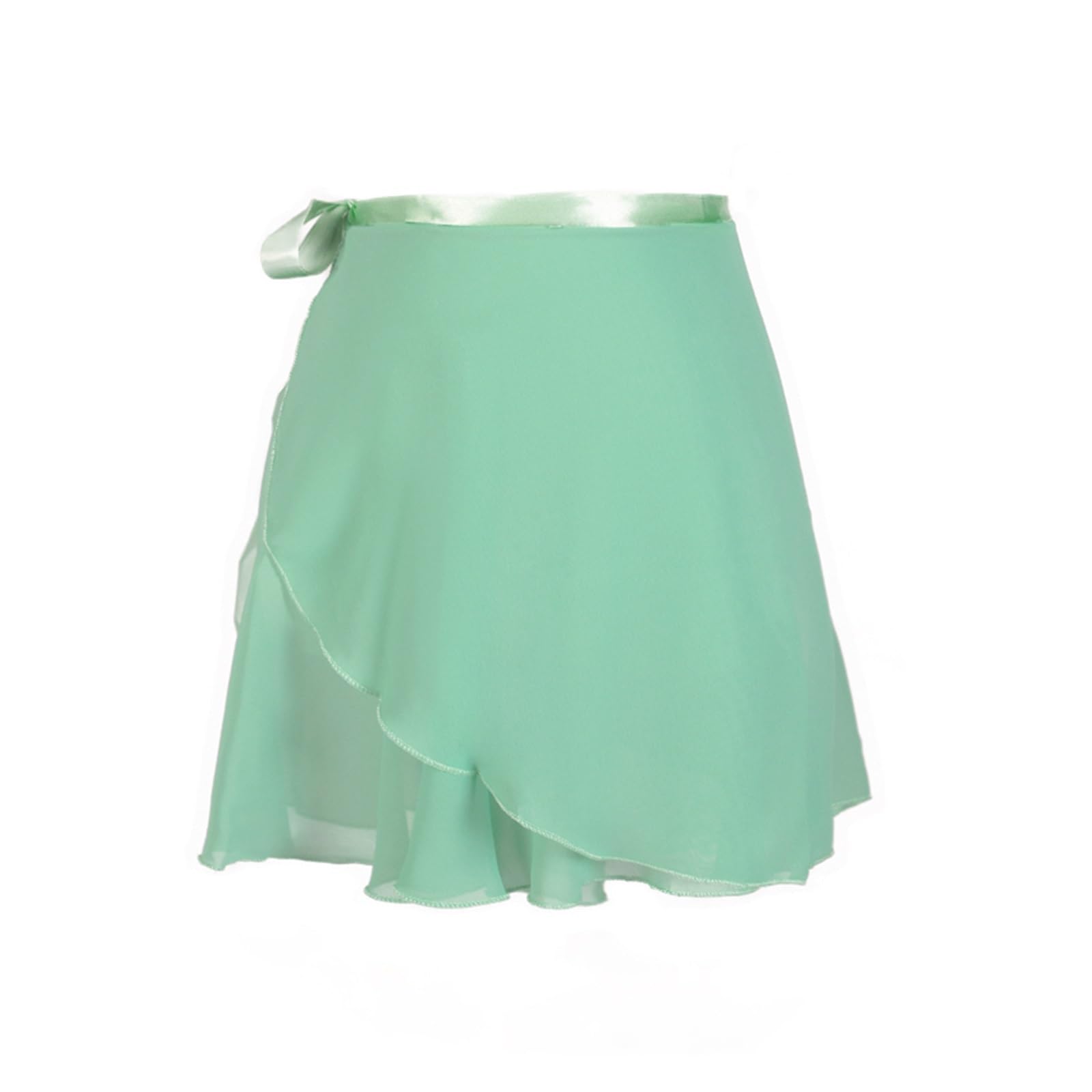 ETRYOX Ballet Dance Wrap Skirt for Women and Girls - Chiffon Mini Short Skirt - Green, S (Height 60-120cm)
