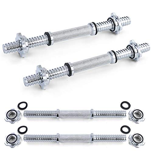 RAMROXX 39870SET Kurzhantelstangen mit gerändelten Griffen + Sternschrauben Chrom 35cm 25mm Paar Cover