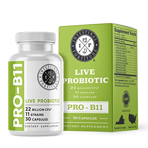 Intestinal Fortitude PRO-B11 Probiotics for Men and Women - 22 Billion CFU, Daily Probiotic Supplement for Gut Health - Digestive Health Immune Support - Gluten Free, Dairy Free (30 Capsules)