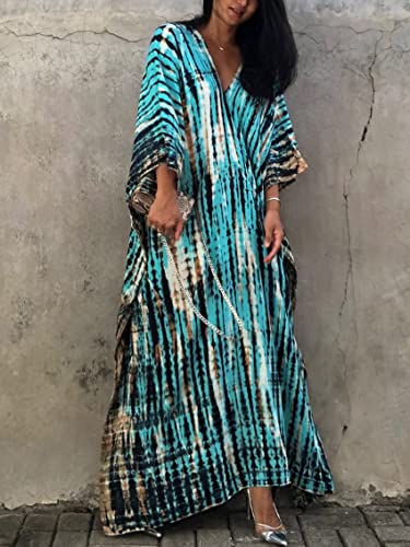 Image of Kaftan Dresses for Women Plus Size Summer Beach Dress with Print and Swim Cover Ups