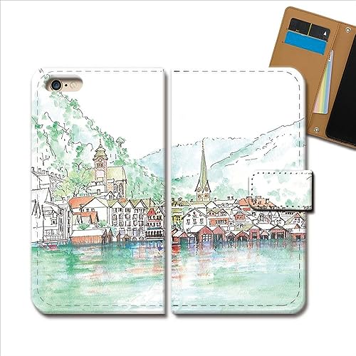 Google Pixel 9a Pixel9a au ケース 手帳型 絵画 手帳ケース スマホケース カバー 絵画 水彩画 ハルシュタット デザインD e0338040137204