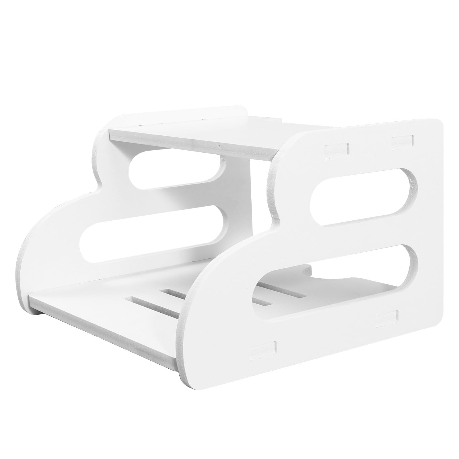 Soporte para enrutador wifi de pvc blanco con estante de 2 capas para pared de dormitorio