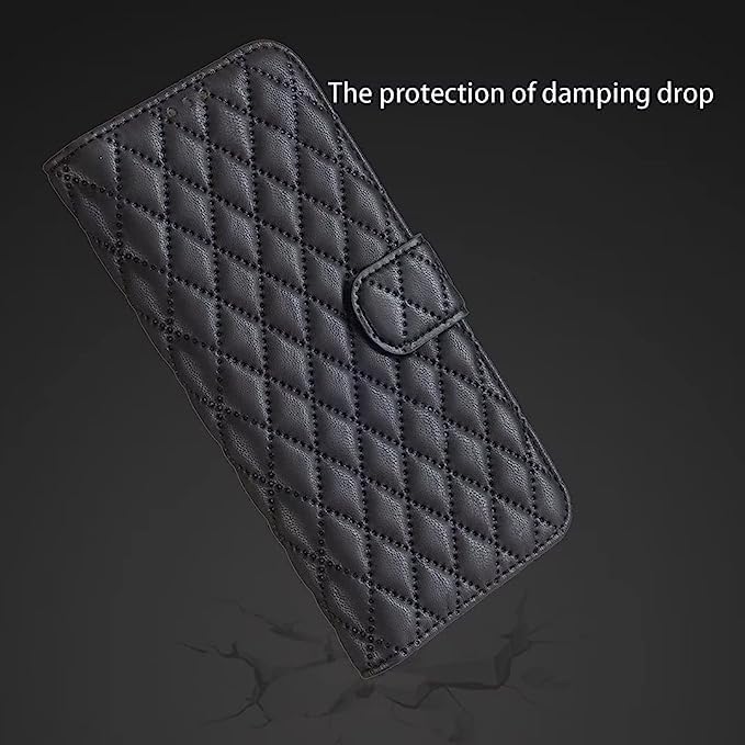 Image of ClickCase for iPhone 15 Plus Puffer Bubbly Soft Faux Leather Back Case Magnetic Wallet Flip Cover for iPhone 15 Plus (Black)