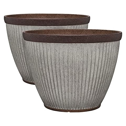 Southern Patio HDR-046868 20.5 Inch Rustic Resin Indoor Outdoor Garden Planter Urn Pot for Flowers, Herbs, and Flowers (2 Pack) Cover
