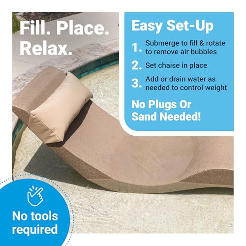 Image of Aqua Outdoors Luxury In-Pool Chaise Lounge Chairs, 2-Pack for Tanning Ledge & Sun Shelf, Fits 9 Inch Water Depth, Heavy-Duty LDPE Water-Weighted Pool Loungers, UV-Resistant, Sandstone Granite.