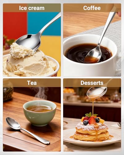 Miniatura 6 de Set De 24 Cucharillas Cafe Acero Inoxidable, Cucharillas Postre 13,5 Cm, Cucharas De Postre Y Cucharillas Para Espresso Práctico Set Para Casa, Cocina Y Restaurante, Bordes Lisos, Apto Lavavajillas
