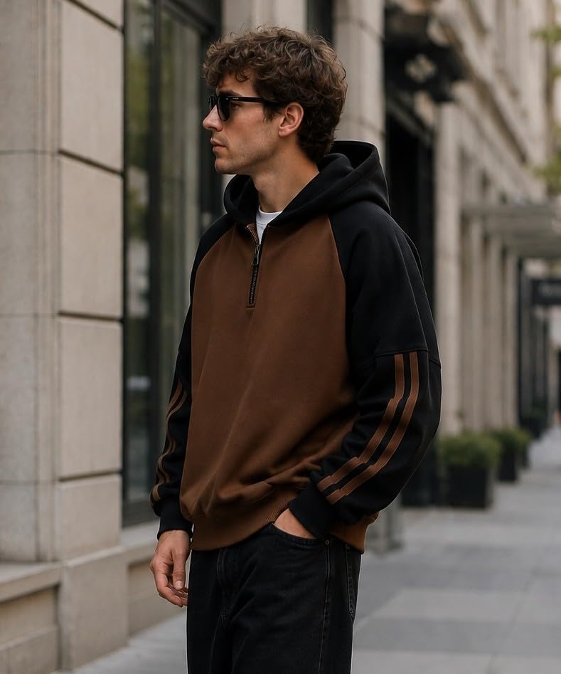 Image of Mens Colorblock Raglan Hooded Sweatshirt|| Hoodie for Men
