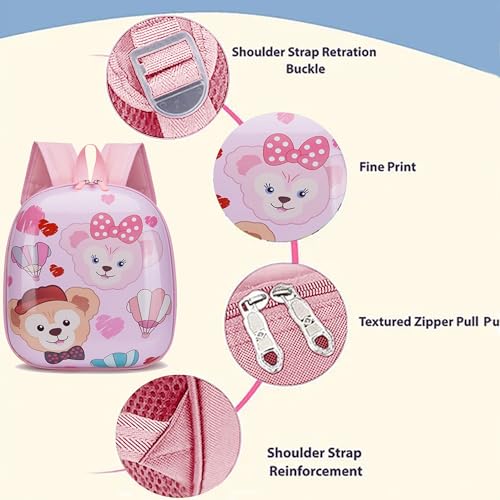 Image of BabyMoon Eggshell Multipurpose Kids Backpack | Children's School Bag for Boys & Girl's | Kids Travel Backpack | Teddy Pink