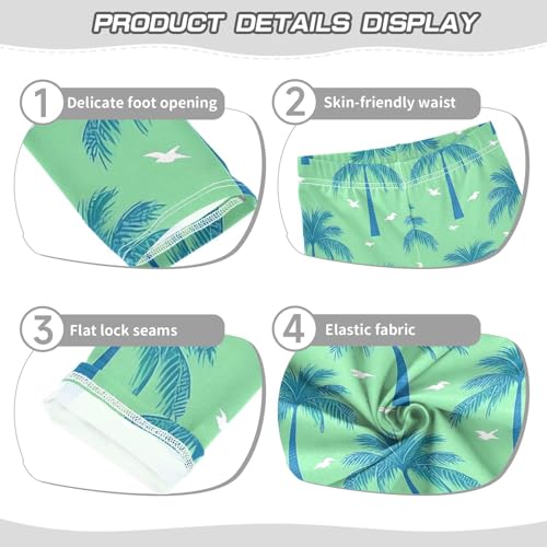 ALAZA Girls' Leggings Children's Yoga Pants Skinny Printed Dance Green Palm Tree Comfortable 4T2