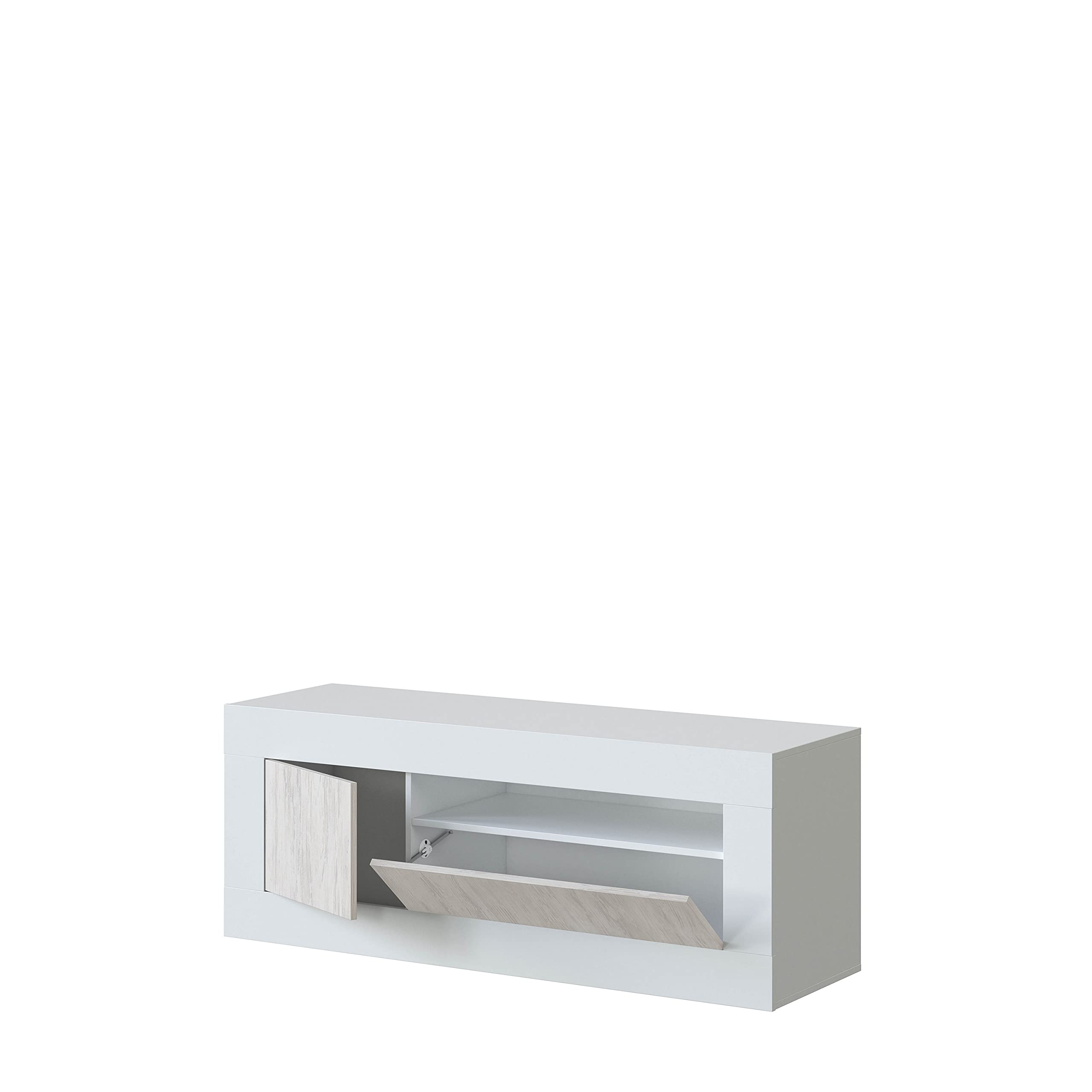 Dmora Mobile da Soggiorno Porta TV Composto da Un modulo a Tre Ante, Colore Rovere e Bianco, cm 139 x 53 x 42