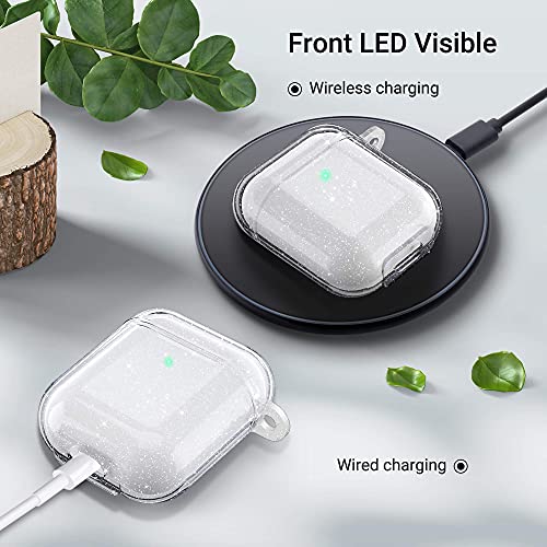Ulak Compatible With Airpods Case Cover Clear, Designed Protective Cover Soft Tpu Transparent Shockproof Case Accessories With Keychain For Airpod 2 & 1 [Front Led Visible]-Glitter #TOP3