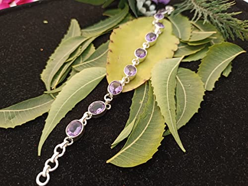 Handmade Chain And Link Oval Shape Aaa Quality Amethyst Gemstone Bracelet . #TOP3