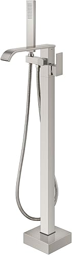 Miniatura 10 de Aolemi Grifo de bañera independiente para montaje en el suelo, con rociador de mano, mango único, grifos de baño de pie independientes, caño Mate