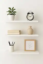 Kit 3 Prateleiras 40x20 com Suporte Invisível em MDP Branco TX Decoração Moderna e Sofisticada