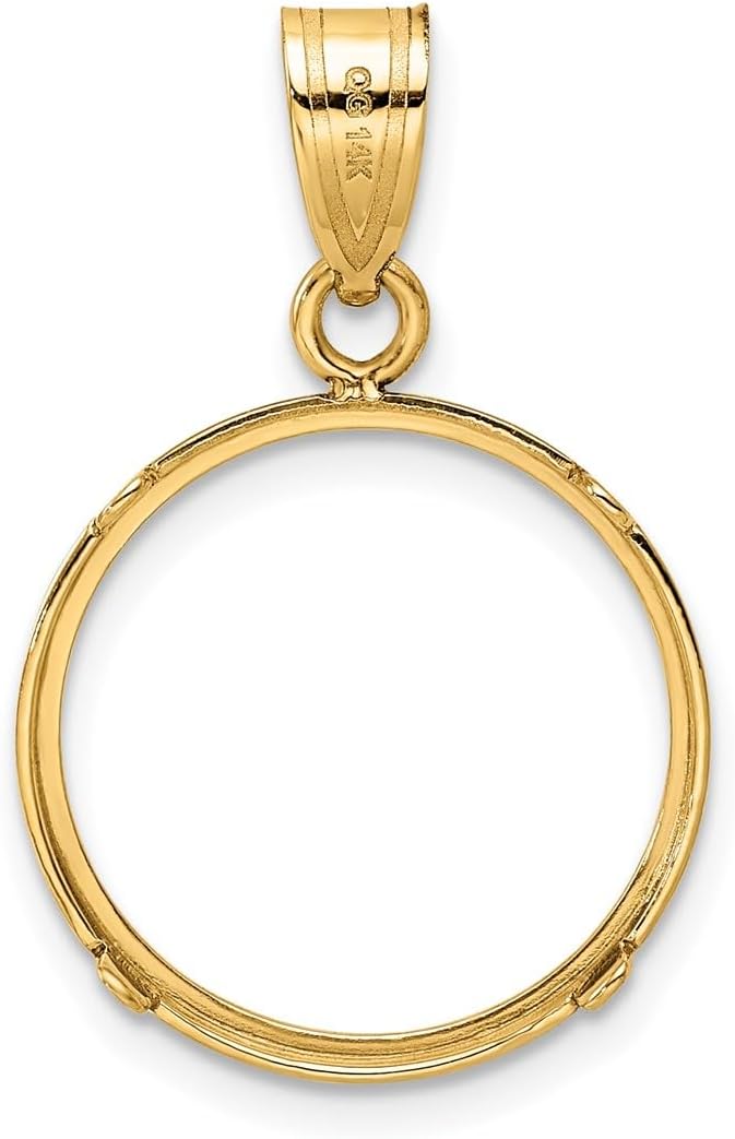 Generic 14k Yellow Gold Polished 16.5mm Prong Coin Bezel Pendant - Image 2