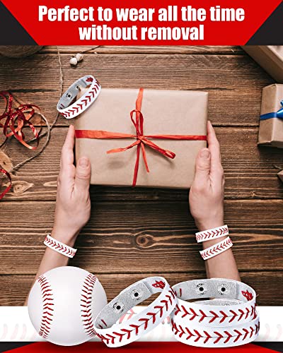 retrowavy genuine leather baseball bracelet - unisex wristband for men women ideal gift for baseball players and sports teams