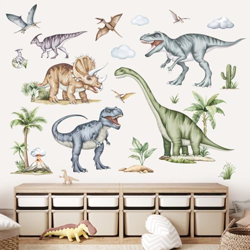 decalmile Large Dinosaurs Wall Stickers Animal Dino Tropical Palm Tree Wall Decals Boys Bedroom Playroom Baby Nursery Wall Decor(XXL) - Image 2