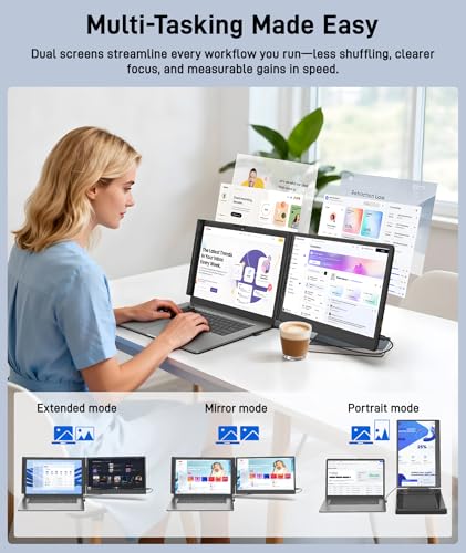 Image of Laptop Screen Extender, 14 inch FHD 1080P IPS Portable Monitor for 13 inch - 17 inch Laptops, Plug & Play Screen Extender, Auto Adjust Width Dual Monitor, Compatible with Mac /Wins /Dex /Chrome