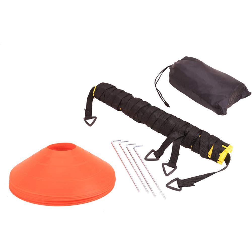 Set di Scala Agilità Scaletta 6M| 12 Pioli, 5 Coni & 4 Picchetti di Terra,1 Paracadute Allenamento Calcio Sport Fitness velocità per Adulti