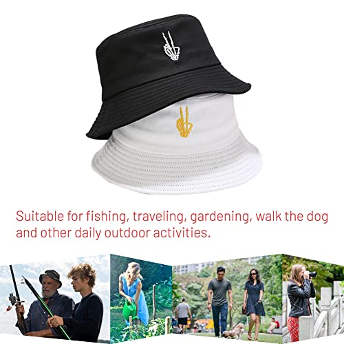 Image of Cotton Bucket Hat for Women Men Summer Travel Sun Beach Bucket Cap, Unisex Outdoor Fisherman Hat