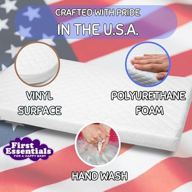 Bassinet Cradle Mattress Pad (Rectangle, 18X36) for Newborn Comfort Breathable Easy Clean Hypoallergenic Waterproof Made in USA