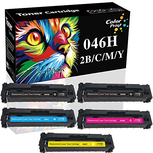 (5-Pack, 2BK/1C/1M/1Y, High Yield) ColorPrint Compatible Cartridge CRG-046H 046H Toner Cartridge 046 Used for Color ImageCLASS MF733Cdw MF735Cdw MF731Cdw LBP654Cdw Printer