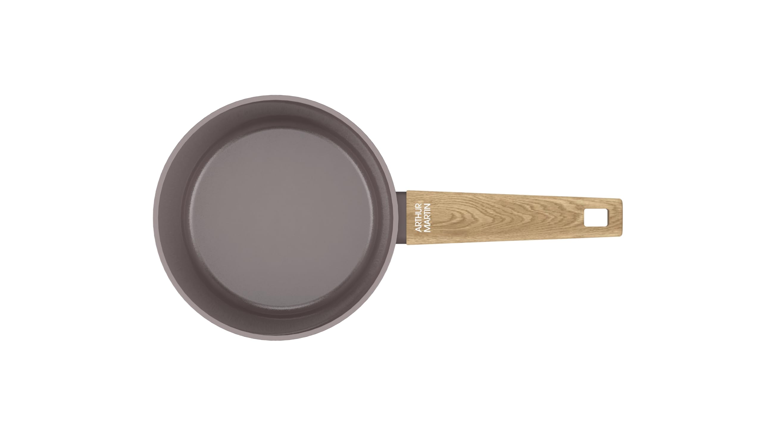 Arthur Martin - 3er-Set Kasserollen 16-18-20 cm - Geschmiedetes Aluminium Antihaft-Keramikbeschichtung - Bakelit-Griffe in Holzoptik - Alle Herdarten einschließlich Induktion - Farbe Braun
