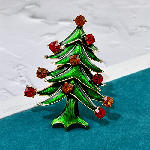 Broche sapin de Noël strass vert émail pour robe et pull élégant - 4
