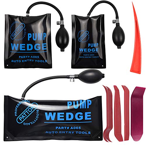 Nid Air Wedge Bag Kit - Commercial Grade Leveling Kit & Alignment Tool Inflatable Shim Pump Wedge, 3 Sizes(Small, Medium, Large) 300LB Rating, 4pcs Trim Removal Tool