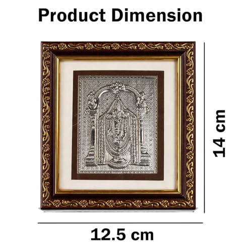 Image of KWIZEAN Tirupati Balaji Silver Frame | Hindu Religious Wall Decor for Home, Temple & Pooja Room | Spiritual Gift for Blessings, Prosperity & Vastu