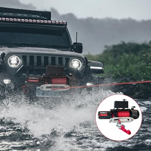 Winche eléctrico 10000LB con control inalámbrico y cuerda sintética miniatura 4