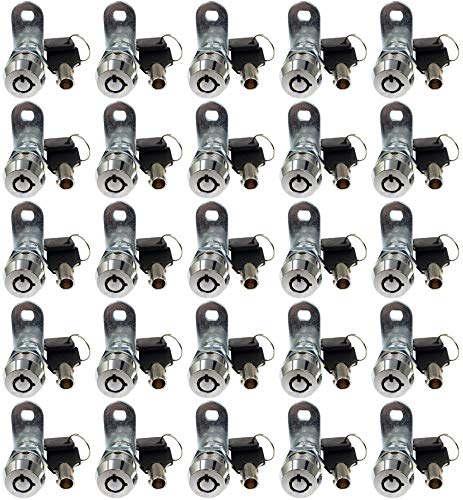 Admiral Locks Tubular Cam Lock, Keyed Alike Removable Key (1 Inch 90°, Chrome Pack of. 25)
