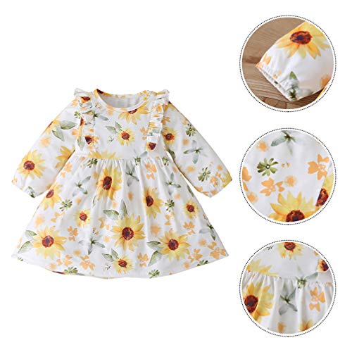 KESYOO Vestido de Girassol Feminino Vestido Floral de Manga Comprida Vestido de BebÃª Feminino Flor