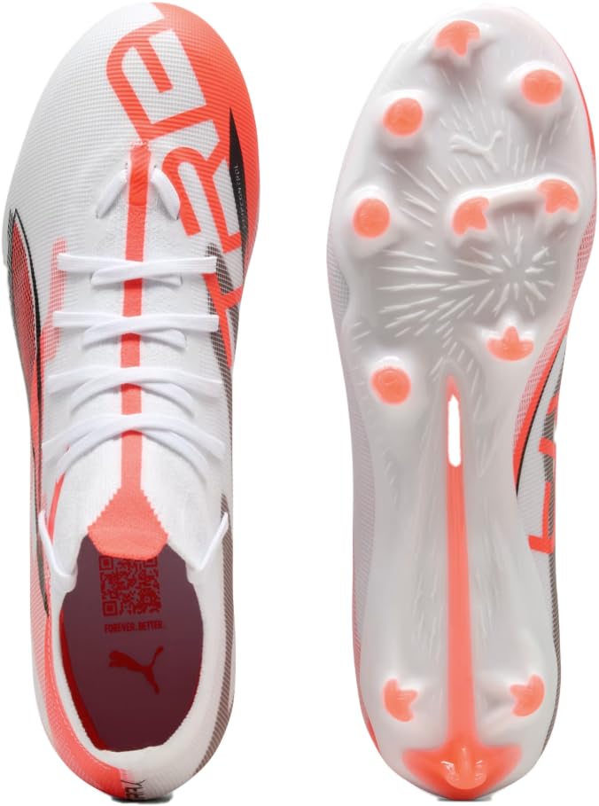 Puma   Ultra 5 Match+ FG/AG, Zapatillas de fútbol Unisexo, Puma White Puma Black Glowing Red,