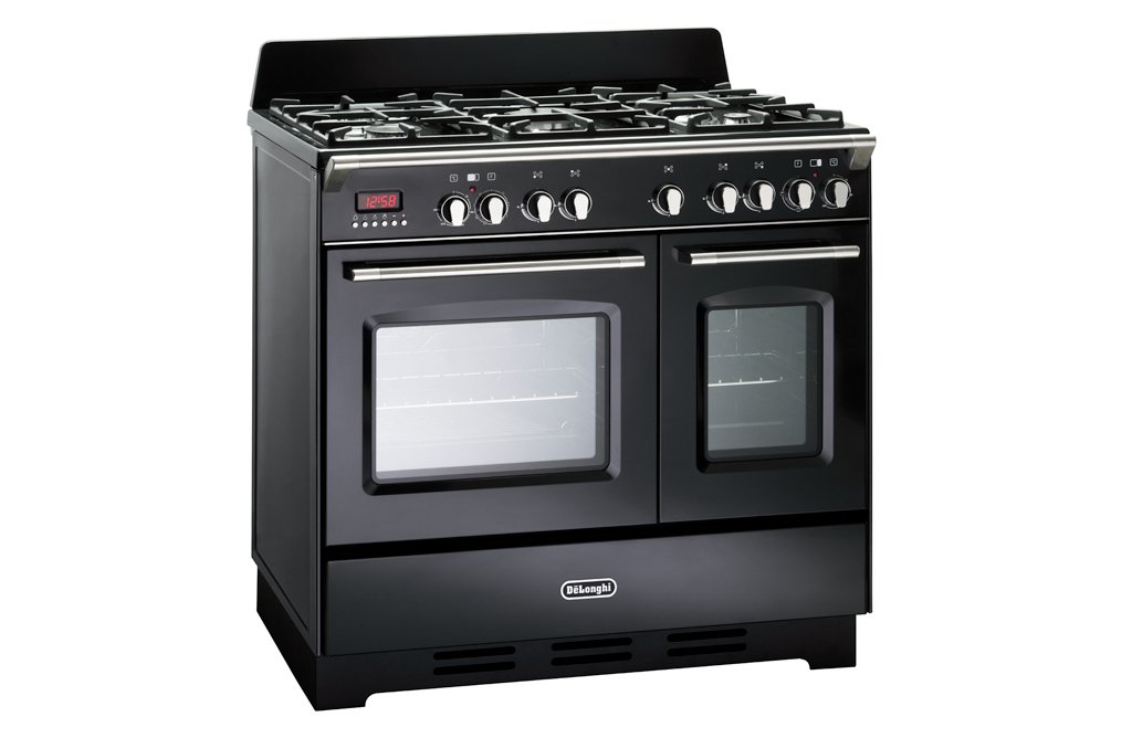 De Longhi MEM 965T NN ED Cuisinière à gaz 5 feux + 2 fours électriques ventilés, 90 x 60 cm, couleur anthracite, ligne Mastercook