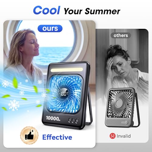 10000mAh Portable Travel Fan LED Lantern 5 Speeds 24H Runtime - image 2