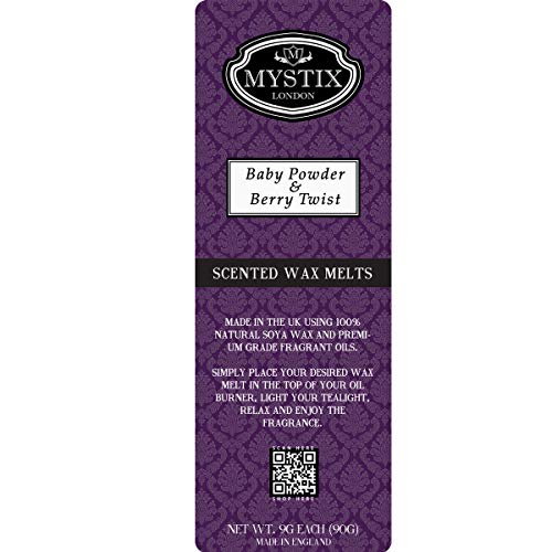 Mystix London | Baby Powder & Berry Twist - Wax Melts Clamshell 90g (10 Cubes)| 100% Natural SOYA Wax | Best Aroma for Home, Kitchen, Living Room and Bathroom | Perfect as a Gift | Handmade in UK