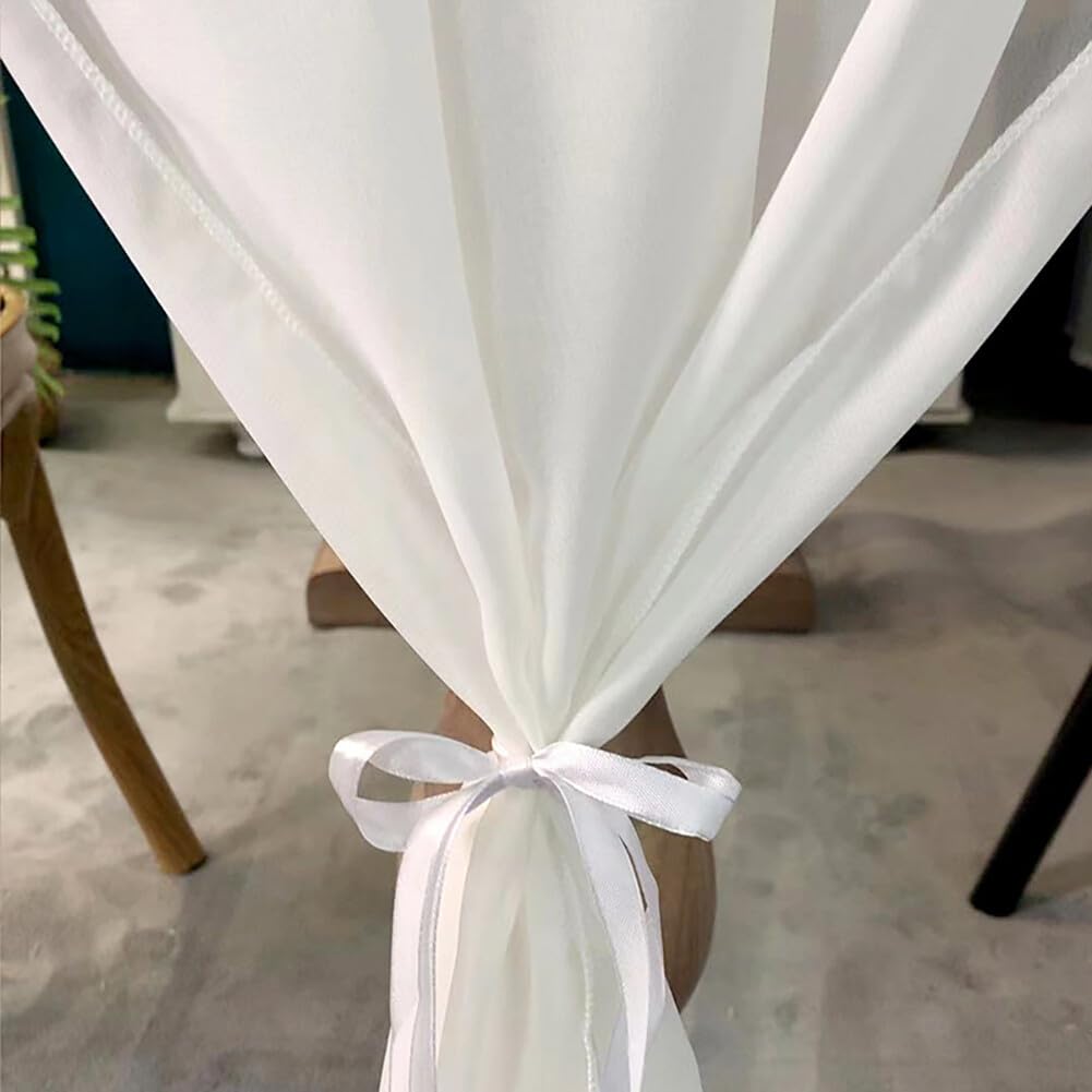 Lot de 8 chemins de table en mousseline de soie - Beige - 70 x 300 cm de long - Pour table à manger, cuisine, décoration d'intérieur, vacances, fête de mariage, anniversaire