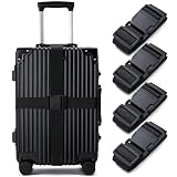 Luggage Straps for Suitcases 4 Pack, TSA Approved Travel Essentials, Luggage Strap for Travel Suitcase & Bag Closure and for Easy Identification, Travel Accessories for Safety & Convenience (Black)