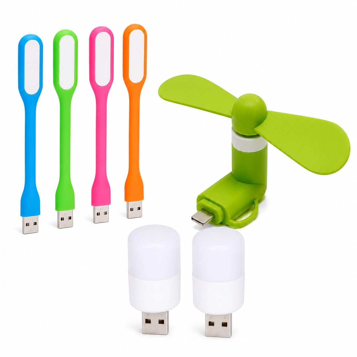 4 in 1 Portable LED Combo Kit with Flexible Light, Cooling Fan & 2 LED Bulbs | Plug & Play Accessories for Laptop, Power Bank, Desktop, Car Charger & Travel Use-image-28
