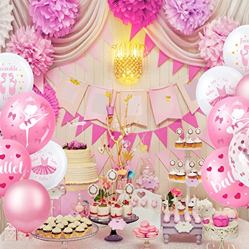 48 Pieces Ballerina Birthday Party Decorations Ballerina Balloons Pink And White Balloons Ballet Balloons Ballerina Pink Balloons Ballerina Decorations For Baby Shower Birthday Wedding Party Supplies #TOP6