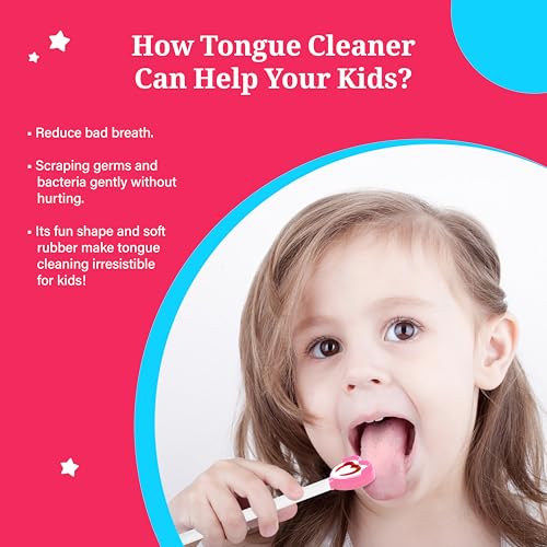 Image of SmiloShine Lollipop Tongue Cleaner for Kids Pack of 4 With 4 different colors