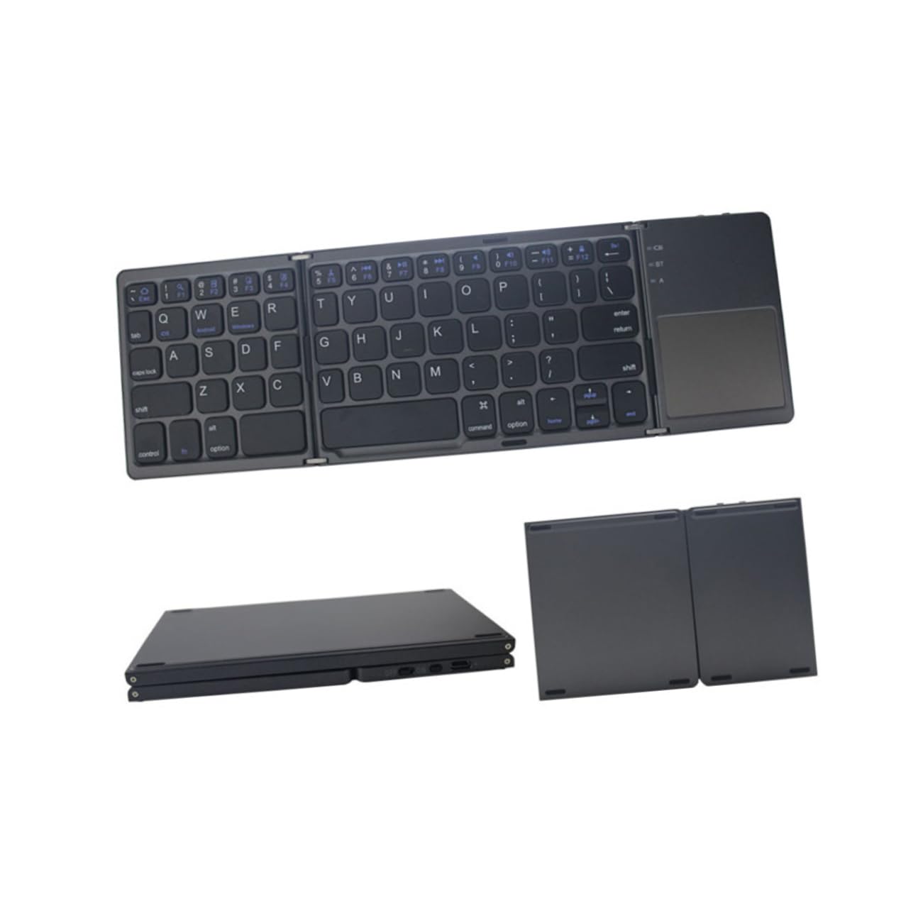 Teclado inalámbrico plegable con panel táctil NUOBESTY de 3 pliegues para tableta 8