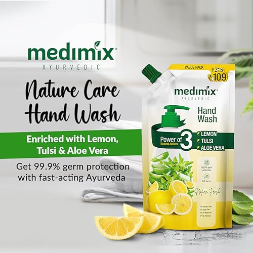 Medimix Ayurvedic Nature Fresh Hand Wash Refill With Lemon, Tulsi & Aloe Vera 175ml (Combo Pack of 2) | For Soft & Odour-Free Hands x 175ml | 99.9%... - Image 3