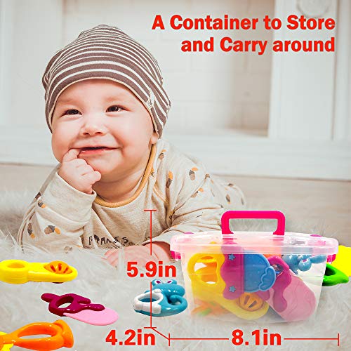 ToyerBee Baby Rattle &Teething Toys with Container,10PCS Musical&Grasping Toy Set in Various Shapes and Colors, Early Learning Toys for Little Hands,Best Gifts for 3-12 Month Newborn & Infant,BPA FREE - Thumbnail 5