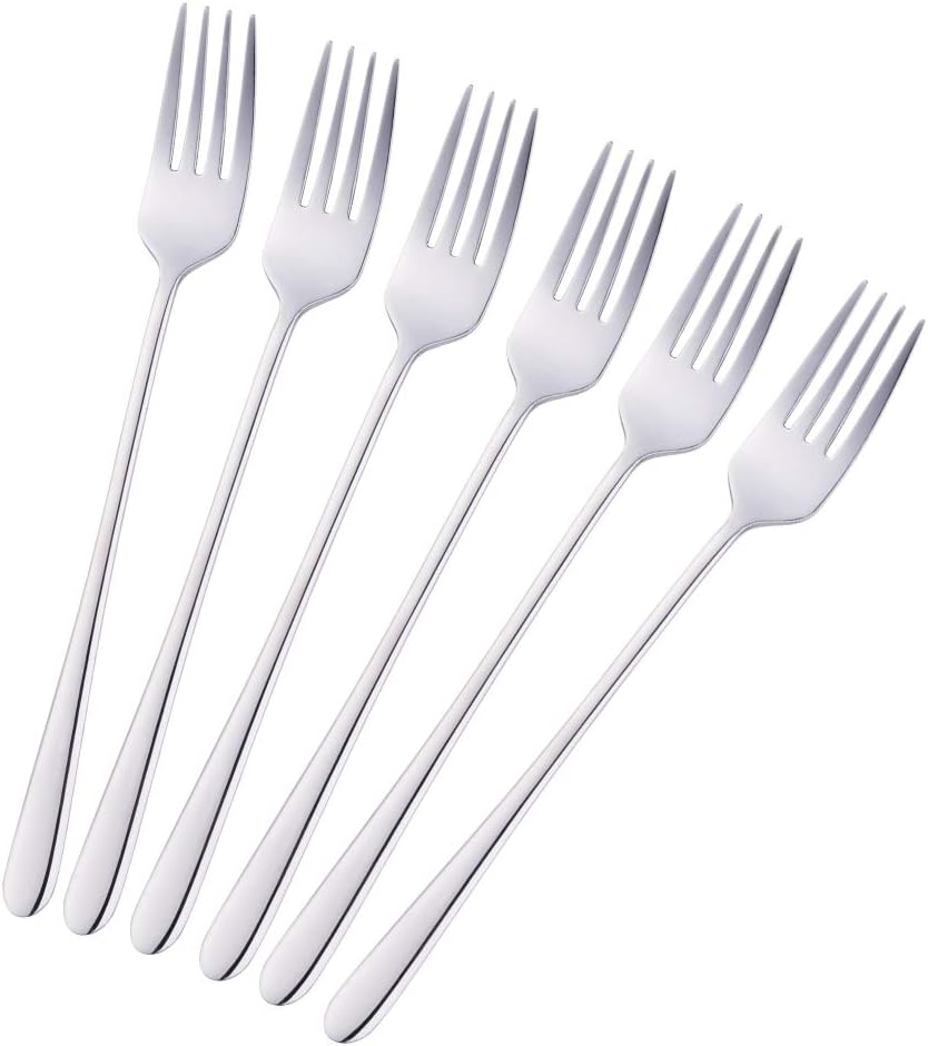 Stainless Steel Dinner Forks Pack of 6 Silver Table Forks Long Handle 21.3 cm(8.4 inches) Korean Cutlery Forks set for Steak Meat