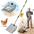 Upgraded 12-inch Chicken Poop Scooper Rake, Durable Metal Poop Scoop for Chicken with 24 to 68" Adjustable Stainless Steel Handle, Litter Scooper for Sand Sifting Shovel for Animals House